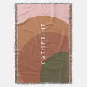 円モダン地球トーン幾何学的ミニマリスト スローブランケット (正面縦)