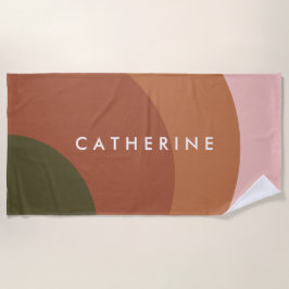 円モダン地球トーン幾何学的ミニマリスト ビーチタオル