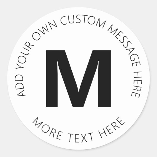 円モダン形はっきりした文字テンプレート |黒と白 ラウンドシール (正面)