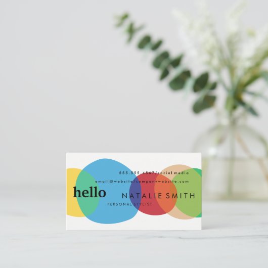 円モダン形(混在文字) 名刺 (スタンド正面)