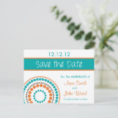 円モダン日付の保存 – オレンジとターコイズ 案内ポストカード (スタンド正面)