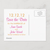 円モダン日付の保存 – ピンクとオレンジ 案内ポストカード (裏面)