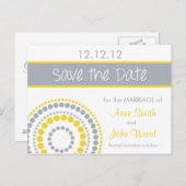 円モダン日付の保存 – 黄色と灰色 案内ポストカード (正面/裏面)