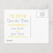 円モダン日付の保存 – 黄色と灰色 案内ポストカード (裏面)