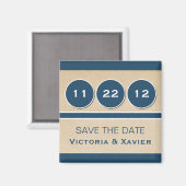 円モダン日付磁石、青を保存 マグネット (正面/裏面)