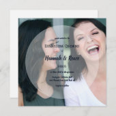 円モダン白フォトオーバーレイ 招待状 (正面/裏面)