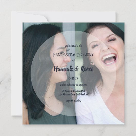 円モダン白フォトオーバーレイ 招待状 (正面)