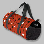 円モダン線パターン赤黒クールカスタム線 ダッフルバッグ