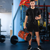 円モダン線パターン赤黒クールカスタム線 ダッフルバッグ