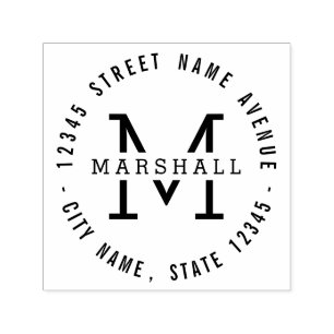 円モノグラパーソナライズされたムゴム印 セルフインキングスタンプ