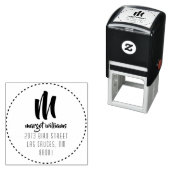 円モノグラムスクリプトの破線カスタムアドレス セルフインキングスタンプ (インサイチュ)