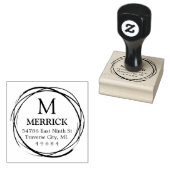 円モノグラム素朴差出人住所ゴムスタンプ ラバースタンプ (押印)