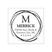 円モノグラム素朴差出人住所ゴムスタンプ ラバースタンプ (インプリント)