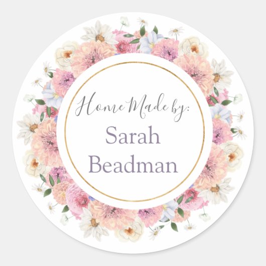 円リースハンドホームカスタム名ラベル ラウンドシール (正面)