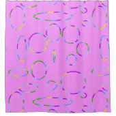 円ループモダンピンクマゼンタシャワーカーテン シャワーカーテン (正面)