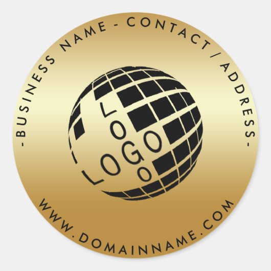 円ロゴおよび文字金ゴールドテクスチャ ラウンドシール (正面)