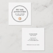 円ロー航海のプ金ゴールド船ホイールホワイト スクエア名刺 (正面/裏面)