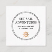 円ロー航海のプ金ゴールド船ホイールホワイト スクエア名刺 (正面)