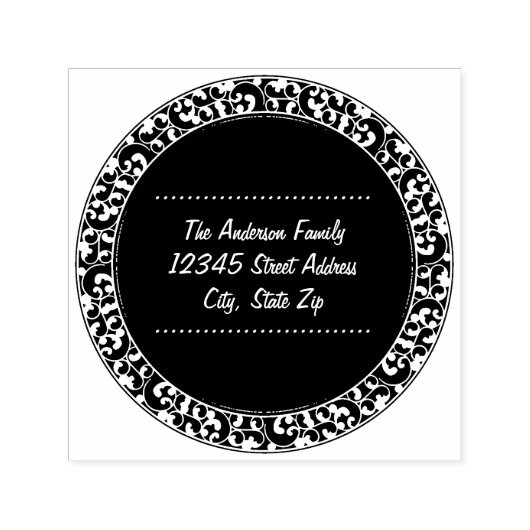 円ヴィンテージブラックデザイン – アドレススタンプ セルフインキングスタンプ (デザイン)