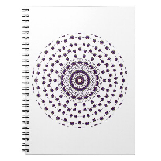 円万華鏡のように千変万化するパターンバラピンク色手描き ノートブック (正面)