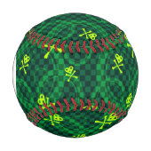 円付きモノグラム緑EMOパターン 野球ボール (正面)