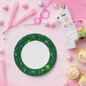 円付き緑のEmoパターン ペーパープレート (パーティー)