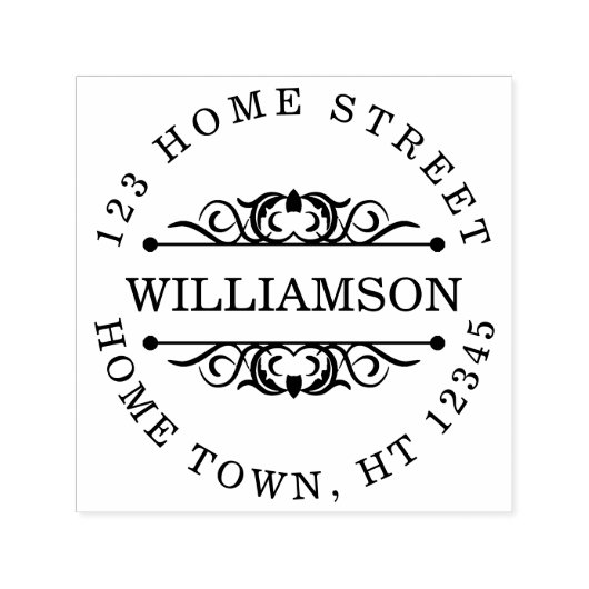 円伝統的形差出人住所 セルフインキングスタンプ (デザイン)