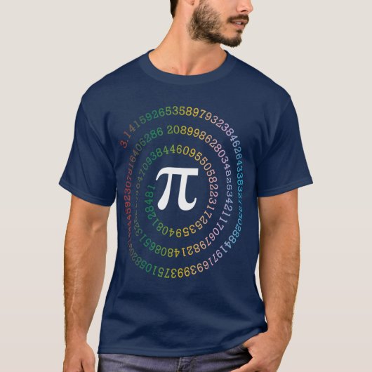 円周率の数字の螺旋 数学好き パイの日 楽しいデザイン Tシャツ (正面)