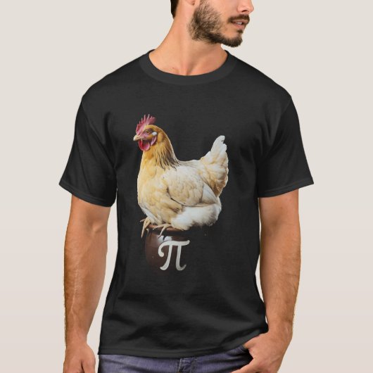 円周率の日 ニワトリ 数学教師 生徒 教授 だじゃれ Tシャツ (正面)