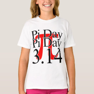 円周率の日 3.14 ブラックとレッド Tシャツ