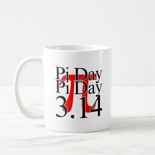 円周率の日 3.14 黒と赤 コーヒーマグカップ (左)
