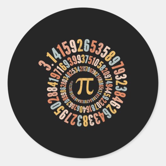 円周率日の緩和曲線Math Pi ラウンドシール (正面)