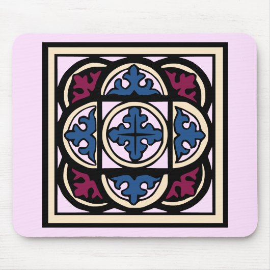 円弧の中世のイルミネーション葉ブルーアカンサス マウスパッド (正面)