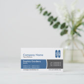 円弧分割バンドブルーとダークグレー – イニシャル 名刺 (スタンド正面)