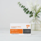 円弧分割バンド – オレンジとダークグレー 名刺 (スタンド正面)