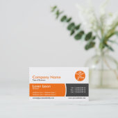 円弧分割バンド – オレンジとダークグレー 名刺 (スタンド正面)