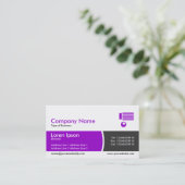 円弧分割バンド – 紫とダークグレー 名刺 (スタンド正面)