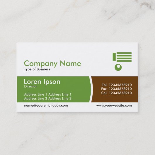 円弧分割バンド – 緑と茶色 名刺 (正面)
