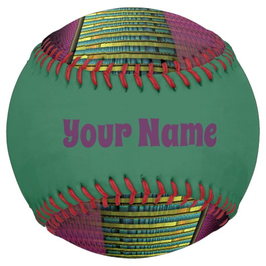 円形およびカラフル装飾モダンフラクタル名 ソフトボール (正面)