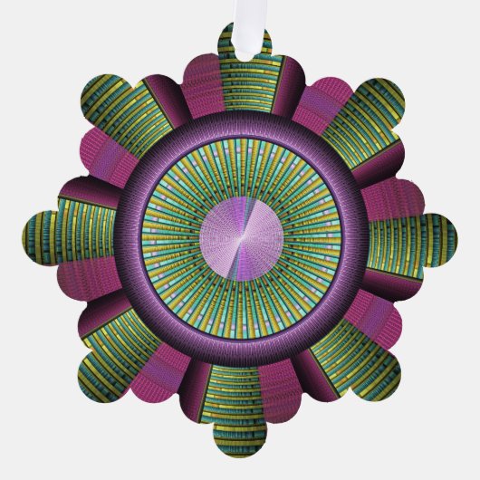 円形およびカラフル装飾モダンフラクタル芸術 オーナメントカード (正面)