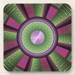 円形およびカラフル装飾モダンフラクタル芸術 コースター
