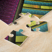 円形およびカラフル装飾モダンフラクタル芸術 ジグソーパズル (側面)