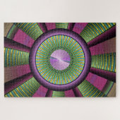 円形およびカラフル装飾モダンフラクタル芸術 ジグソーパズル (横)