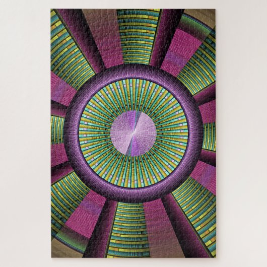 円形およびカラフル装飾モダンフラクタル芸術 ジグソーパズル (縦)