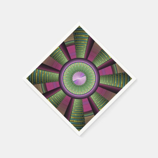 円形およびカラフル装飾モダンフラクタル芸術 スタンダードカクテルナプキン (角)