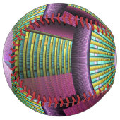 円形およびカラフル装飾モダンフラクタル芸術 ソフトボール (正面左)