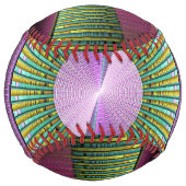 円形およびカラフル装飾モダンフラクタル芸術 ソフトボール (裏面)