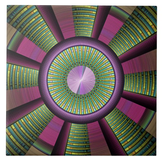 円形およびカラフル装飾モダンフラクタル芸術 タイル (正面)