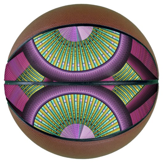 円形およびカラフル装飾モダンフラクタル芸術 バスケットボール (正面)
