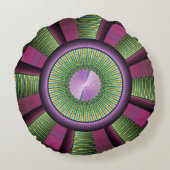 円形およびカラフル装飾モダンフラクタル芸術 ラウンドクッション (裏面)